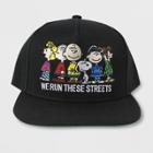 Men's Peanuts We Run This Town Flat Brim Baseball Hat - Black