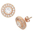 Bottom Halo Cubic Zirconia Earrings In Rose Gold Over