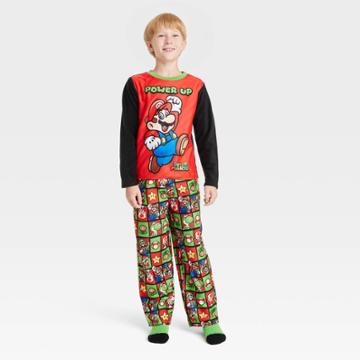 Mario Kart Boys' Super Mario 2pc Cozy Pajama Set With Socks - Black
