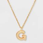 Puffy Initial Charm 'g' Pendant Necklace - Wild Fable Gold