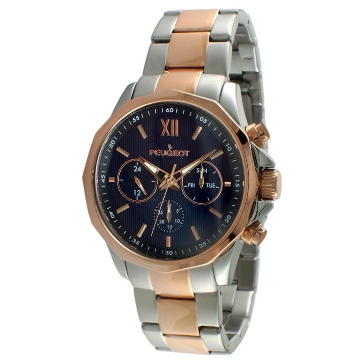 Target Men's Peugeot Stainless Steel Multifunction Calendar Watch - Rose Gold, Silver/rose Gold