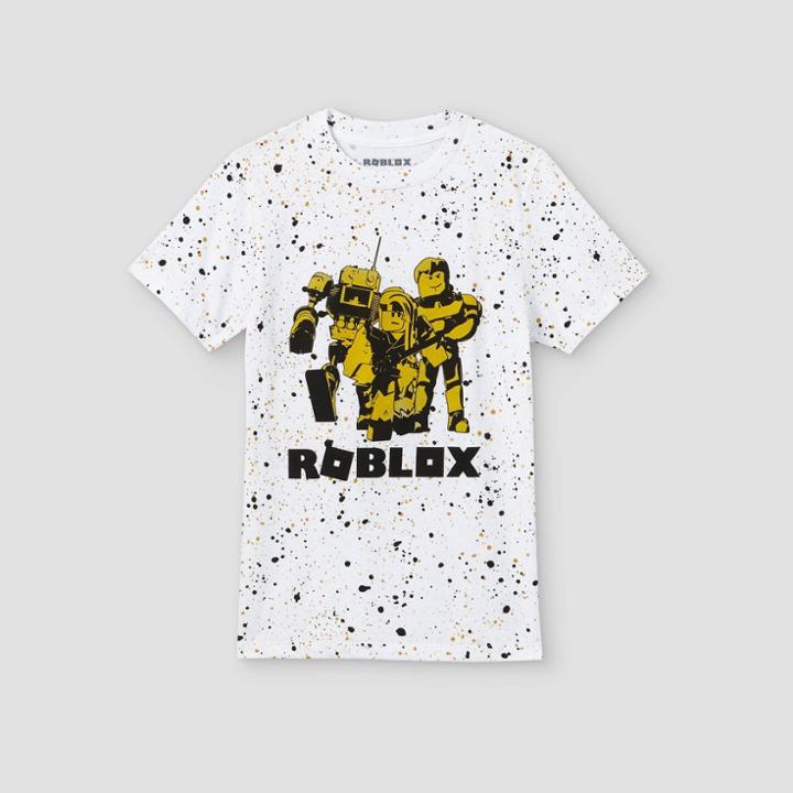 Boys' Roblox Splatter Short Sleeve Graphic T-shirt - White