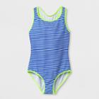 Girls' Mini Stripe One Piece Swimsuit - Cat & Jack Blue