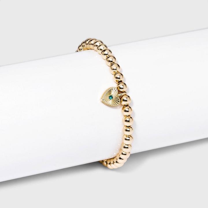 Sugarfix By Baublebar Zircon December Heart Charm Beaded Bracelet - Gold