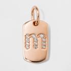 Sterling Silver Initial M Cubic Zirconia Pendant - A New Day Rose Gold, Size: Medium, Rose Gold -