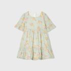 Oshkosh B'gosh Toddler Girls' 3/4 Sleeve Floral Tiered Dress - Green