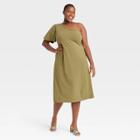 Women's Plus Size Off Shoulder Puff Short Sleeve Dress - Who What Wear Green