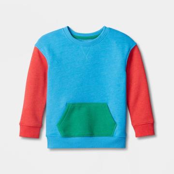 Toddler Boys' Colorblock Kanga Pocket Fleece Pullover Sweatshirt - Cat & Jack Blue