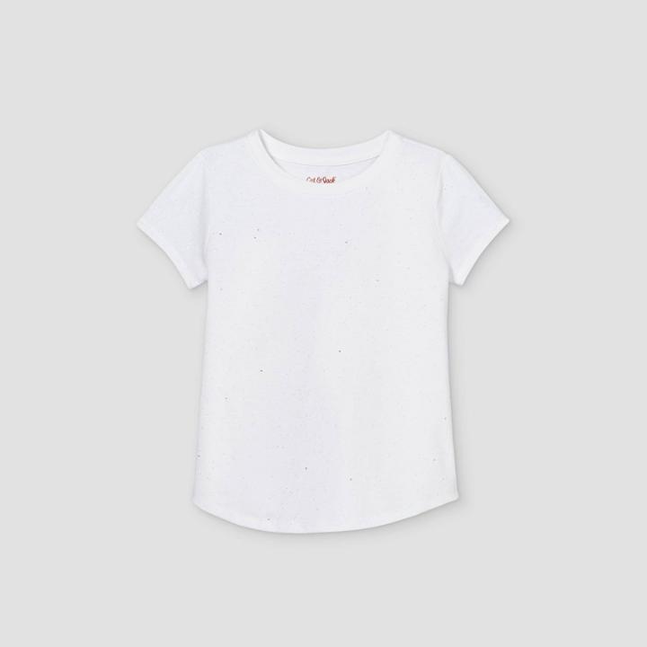 Girls' Sparkle Short Sleeve T-shirt - Cat & Jack White