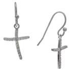 Distributed By Target Women's Cross Drop Earrings With Clear Pave Cubic Zirconia In Sterling Silver - Clear/gray