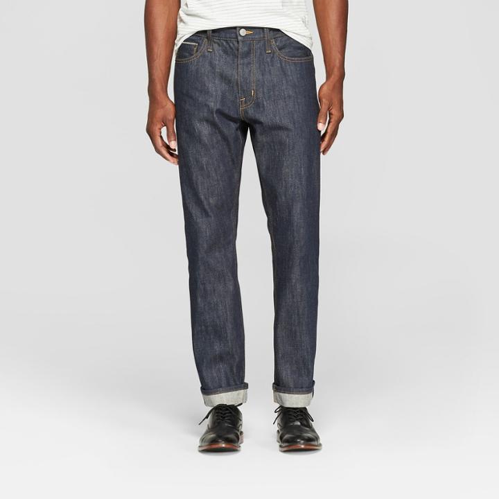 Target Men's Straight Fit Selvedge Denim - Goodfellow & Co Dark Rinse