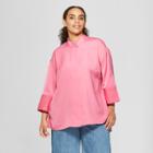 Women's Plus Size 3/4 Sleeve Oversized Silky Tunic Top - Who What Wear Pink