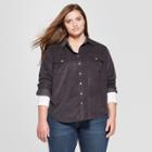 Women's Plus Size Long Sleeve Corduroy Western Shirt - Universal Thread Gray X