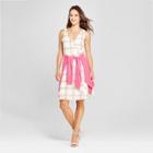 Women's Plaid Sleeveless Chiffon Tie Waist Dress - A New Day Cream
