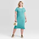 Women's Plus Size Short Sleeve T-shirt Dress - Ava & Viv Blue X, Women's