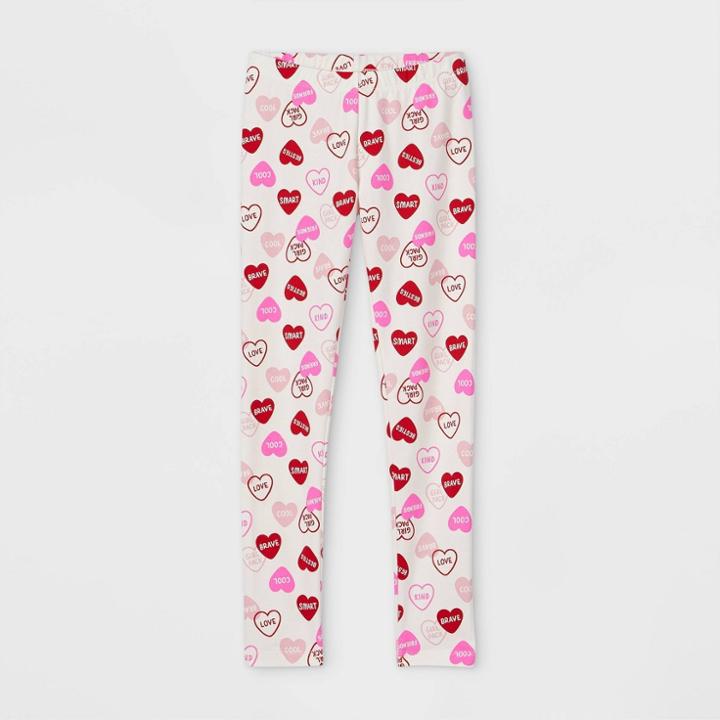 Girls' Heart Valentines Leggings - Cat & Jack Cream