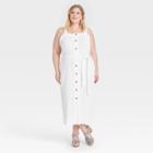 Women's Plus Size Knit Button-front Dress - Ava & Viv White X