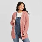 Women's Chunky Long Sleeve Open Layering Cardigan - Universal Thread Pink