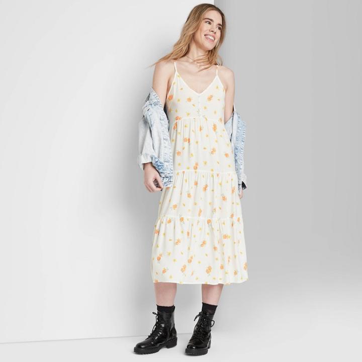 Women's Sleeveless Tie-back Tiered Dress - Wild Fable Ivory Floral