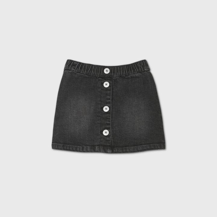 Toddler Girls' Button-front Jean Skirt - Art Class Black