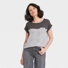 Women's Short Sleeve Blouse - Knox Rose Gray Ikat Print