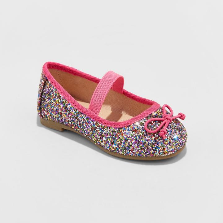 Toddler Girls' Lily Glitter Ballets - Cat & Jack Pink