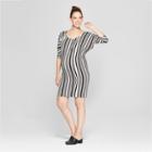 Maternity Striped Batwing Dress - Expected By Lilac - Black Xl, Infant Girl's, Black White