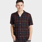 No Brand Pride Adult Short Sleeve Woven Grid Button-down Shirt - Black Rainbow