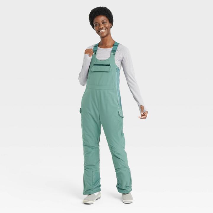 Women's Snowsport Waterproof Bib - All In Motion Forest Green