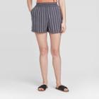 Women's Striped High-rise Pull On Shorts - Universal Thread Gray
