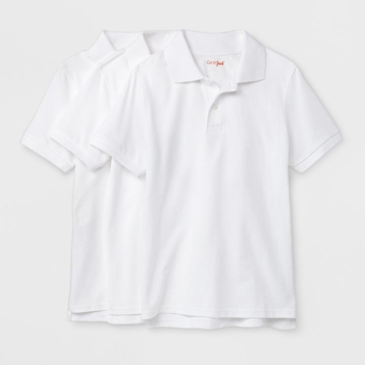 Boys' 3pc Short Sleeve Pique Uniform Polo Shirt - Cat & Jack White