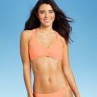 Juniors' Textured Cinch-front Bralette Bikini Top - Xhilaration Neon