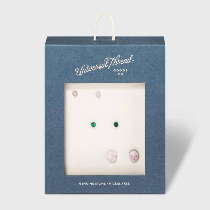 Trio Drusy Earrings - Universal Thread Pink/gold,