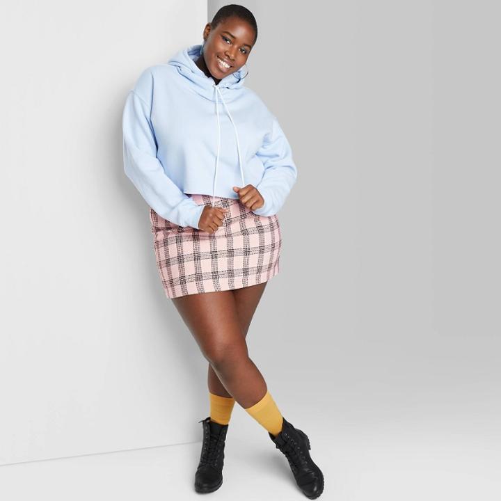 Women's Plus Size Plaid Tweed Mini Skirt - Wild Fable Pink 1x, Women's,