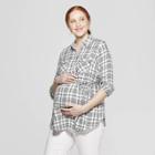 Maternity Plaid Long Sleeve Popover Tunic Top - Isabel Maternity By Ingrid & Isabel White/black Xxl, Infant Girl's, Gray