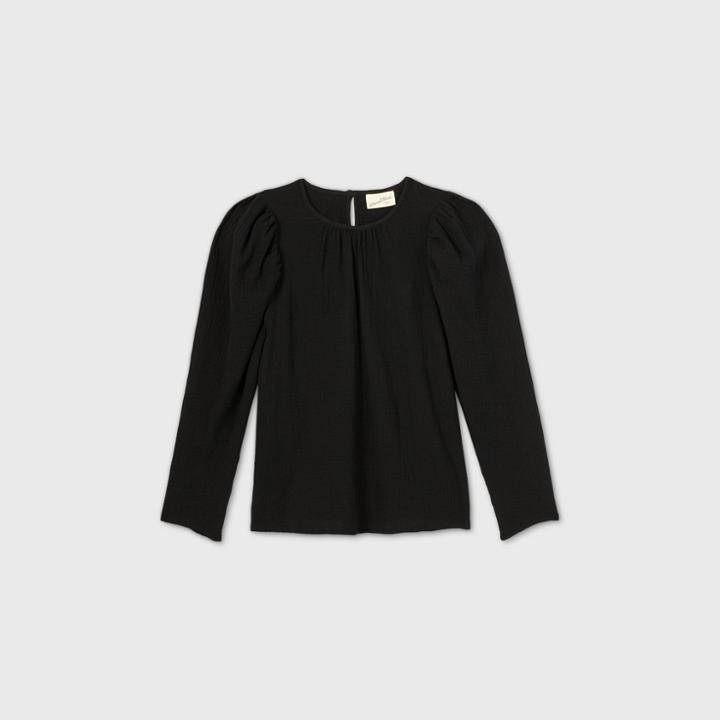 Women's Puff Long Sleeve Blouse - Universal Thread Black