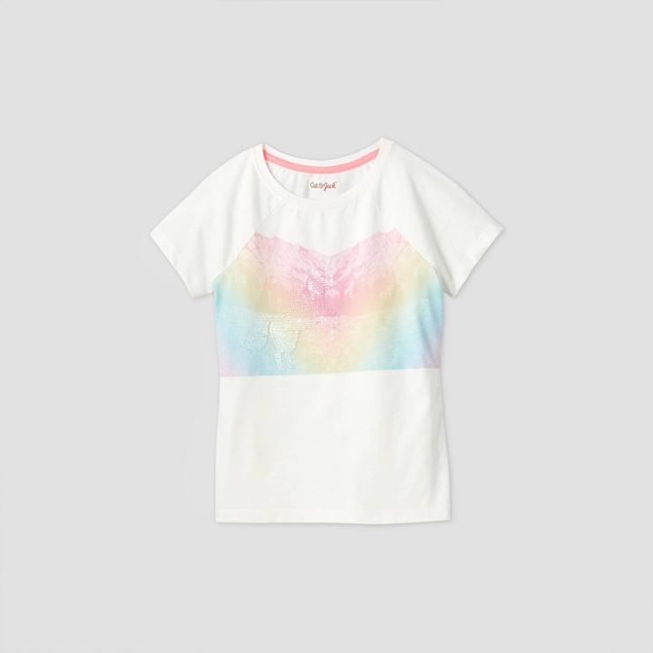 Girls' Short Sleeve Flip Sequin Unicorn T-shirt - Cat & Jack Cream