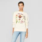 Women's Floral Print Smokey Bear Sweatshirt - (juniors') Cream