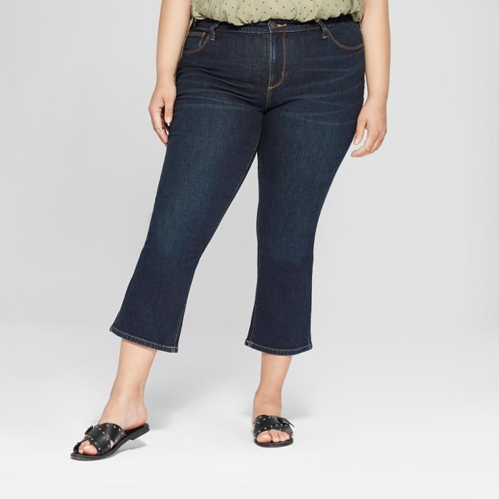 Women's Plus Size Kick Boot Crop Jeans - Universal Thread Dark Wash