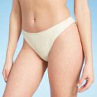 Women's Ribbed High Leg Extra Cheeky Bikini Bottom - Shade & Shore Eggshell