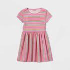 Girls' Short Sleeve Striped Knit Dress - Cat & Jack Pink