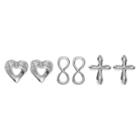 Journee Collection 0.04 Ct. T.w. Round Cut Cubic Zirconia Pave Set 3-pair Earring Set In Sterling Silver -