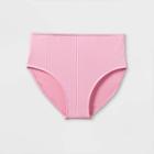 Girls' Ribbed High-waist Bikini Swim Bottom - Art Class Pink