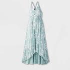 Maternity Floral Print Sleeveless Cross-back Button-front Knit Dress - Isabel Maternity By Ingrid & Isabel Blue
