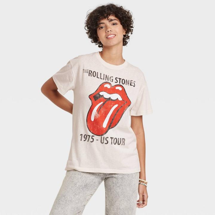 Women's The Rolling Stones Logo Short Sleeve Graphic T-shirt - White