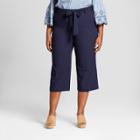 Women's Plus Size Wide Leg Crop Pants - Ava & Viv Navy (blue)