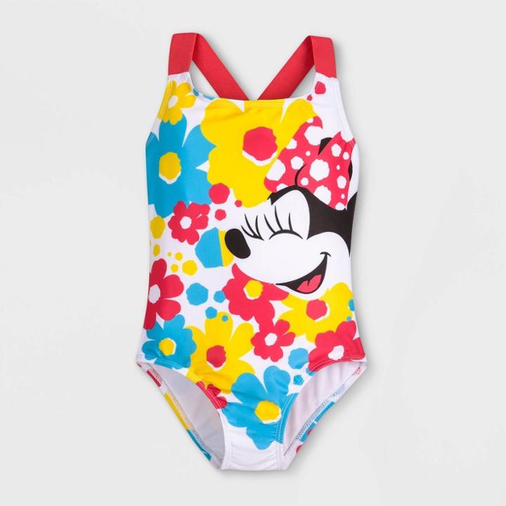 Girls' Disney Minnie Mouse Swimsuit - Red 3 - Disney