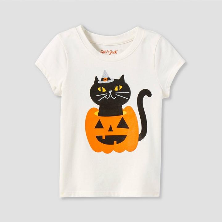 Toddler Girls' Cat Short Sleeve Graphic T-shirt - Cat & Jack Cream
