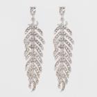 Target Women's Earring Moveable Drop Leaf With Pave Stones -