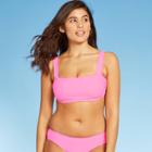 Women's Square Neck Bralette Bikini Top - Xhilaration Pink D/dd Cup, Women's